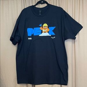 Black Crew Neck Graphic T-Shirt with Blue Print